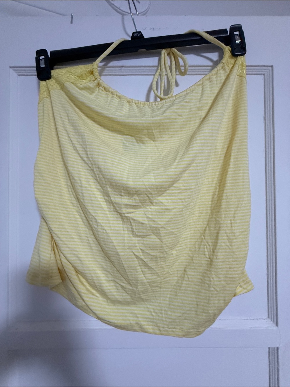Vintage Torrid Women’s Yellow and White Stripe Halter Tank Top Sz 1